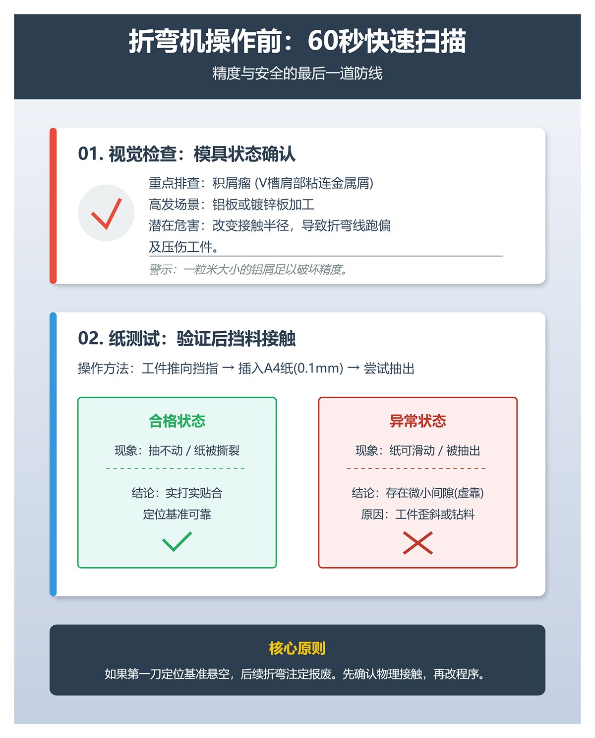 60 秒快速扫描：贴合状态、模具磨损，以及用“纸测试”揪出虚夹