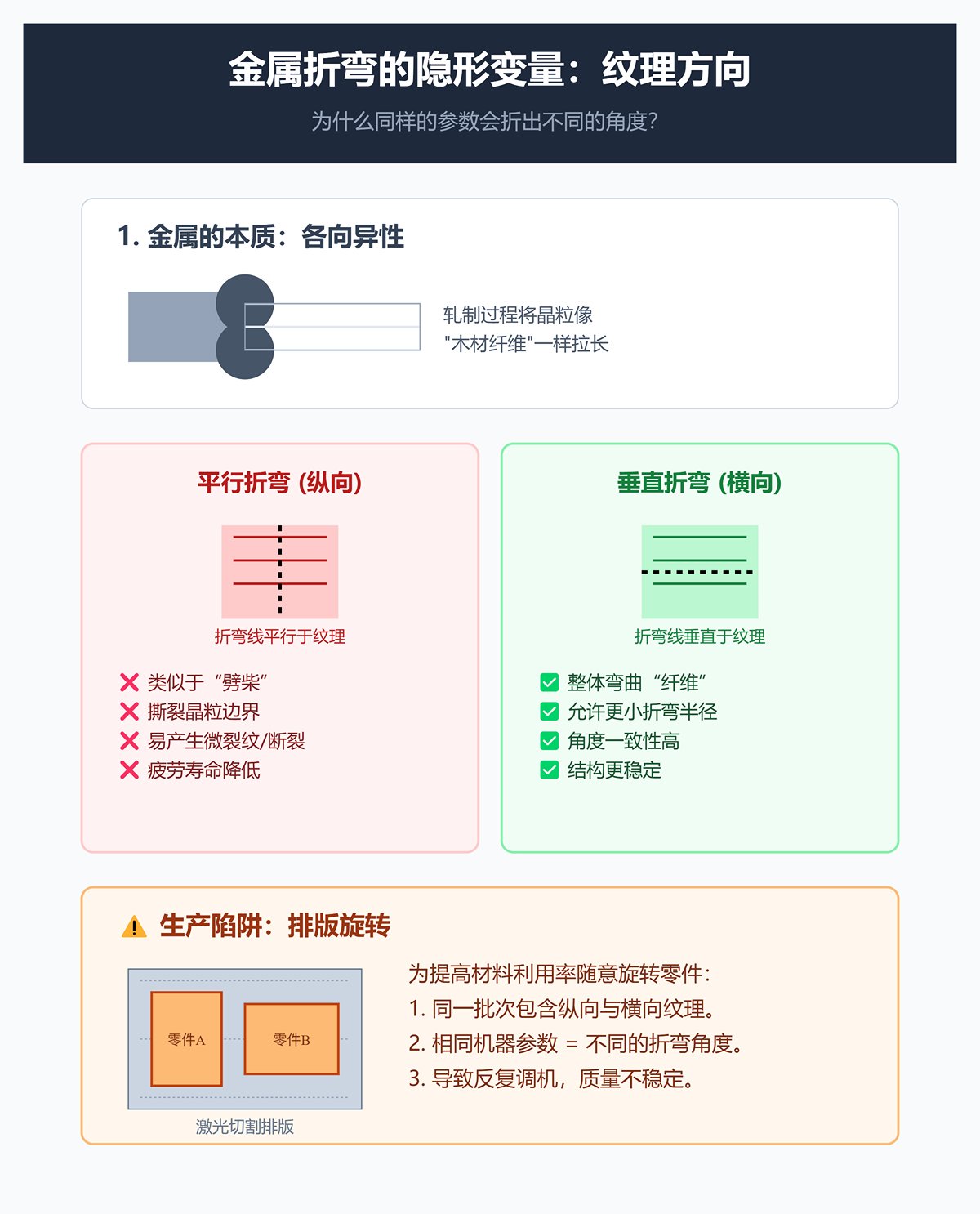 纹理方向（轧制方向）：导致开裂与角度漂移的隐形变量